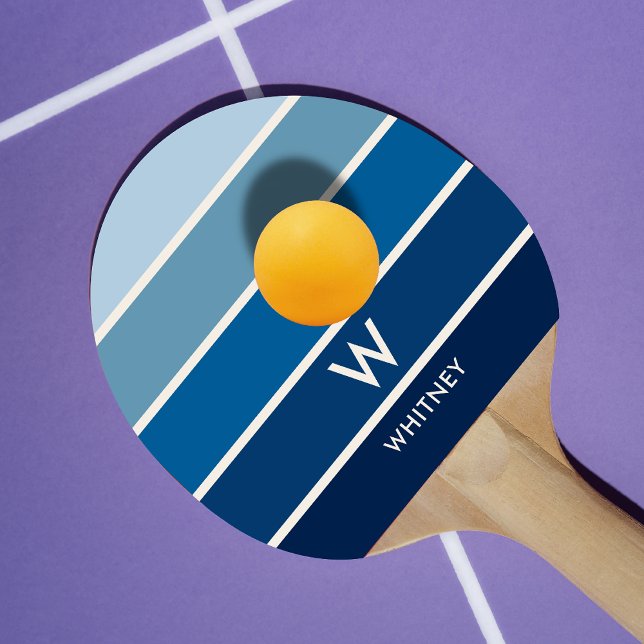 Blue Gradient Strip Monogram Personal Tischtennis Schläger (Von Creator hochgeladen)
