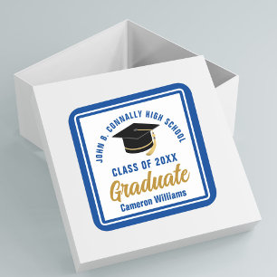 Blue Graduate 2025 Personalisiert Graduation Party Quadratischer Aufkleber