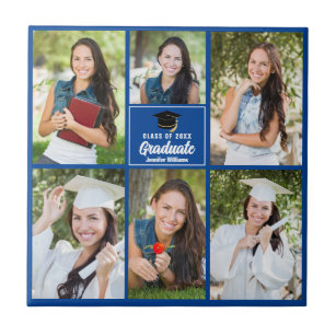 Blue Graduate Foto Collage 2024 Custom Abschluss Fliese