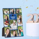 Blue Graduate Foto Collage 2025 Abschluss Geschenk Fotoplatte<br><div class="desc">Diese moderne Blautafel zeigt Ihre Lieblings-Fotografien von 9 Studentinnen und Studierenden auf dem Foto. Die Dekoration der Graduierungsparty ist mit klassischer weißer Typografie Ihres High School- oder Uni-Namens für die Klasse von 2025 ausgestattet. Passen Sie dieses Sake-Geschenk mit Ihrem geschlossen Jahr unter der schwarzen Graduierenkappe an. Es verfügt über 2...</div>