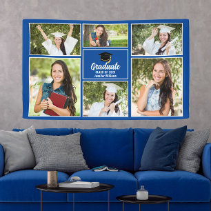 Blue Graduate Foto Collage 2025 Graduation Party Banner