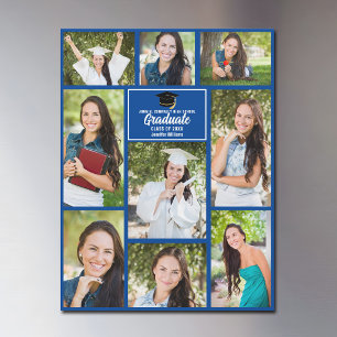Blue Graduate Foto Collage Abschluss Magnet Card