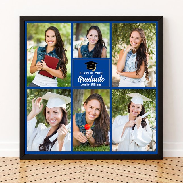 Blue Graduate Foto Collage Abschluss Square Poster (Von Creator hochgeladen)