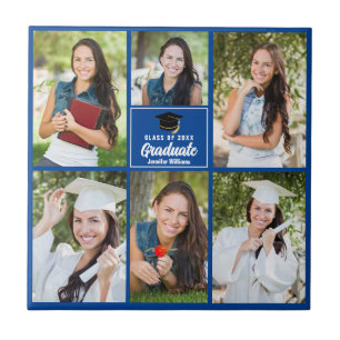 Blue Graduate Foto Collage Custom Abschluss Fliese