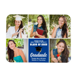 Blue Graduate Foto Collage Custom Abschluss Magnet