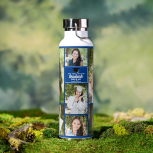 Blue Graduate Foto Collage Moderner Abschluss Trinkflasche