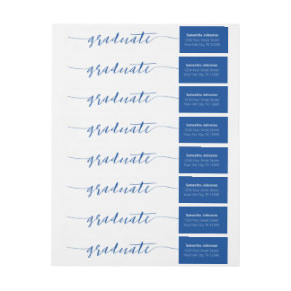 Blue Graduate Script Modern Wrap rund um Label