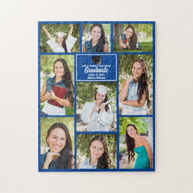Blue Graduate Senior Foto Collage 2023 Abschluss Puzzle (Vertikal)