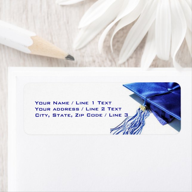 Blue Graduation Cap Address Labels (Insitu)