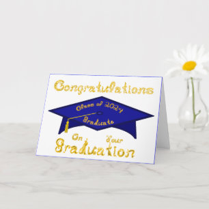 Blue Graduation Cap Graduate Class 2024 Hat / Karte