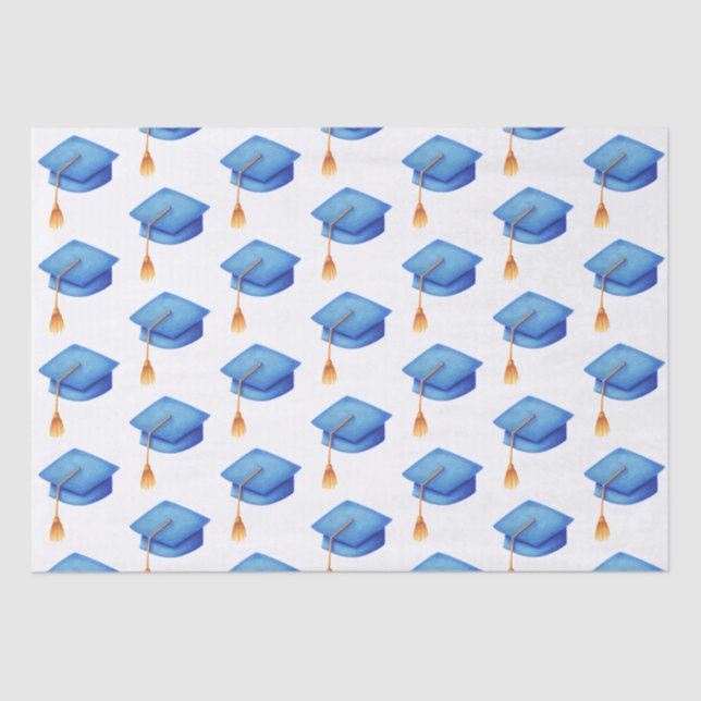 Blue Graduation Cap mit Tassels Abschluss Seidenpapier (Vorderseite)