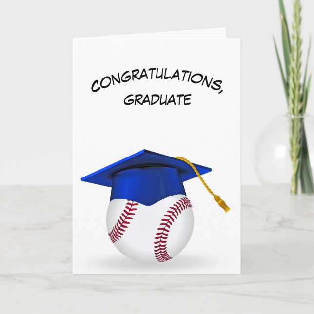 Blue Graduation Cap on a Baseball Karte (Vorderseite)
