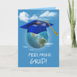 Blue Graduation Cap on Planet Earth Karte