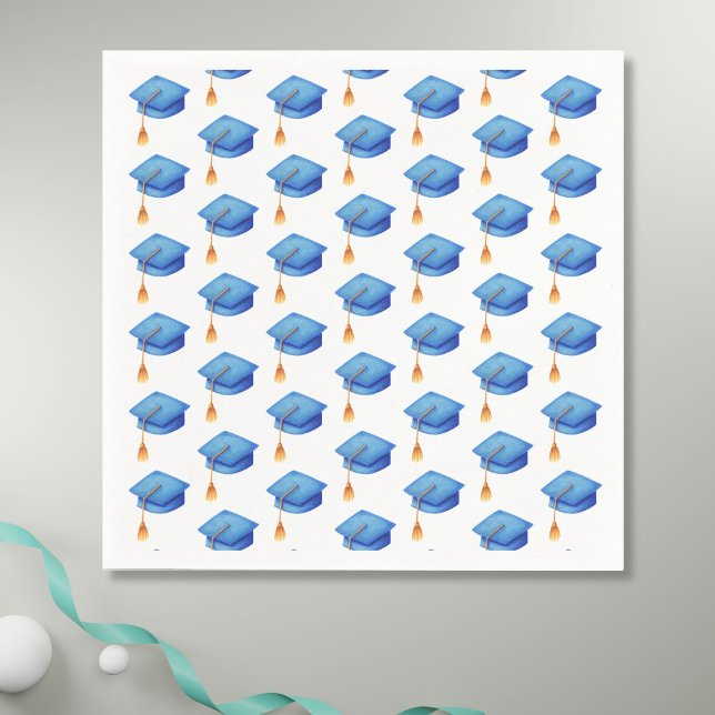 Blue Graduation Cap Personalisierter Abschluss Nap Serviette (Von Creator hochgeladen)