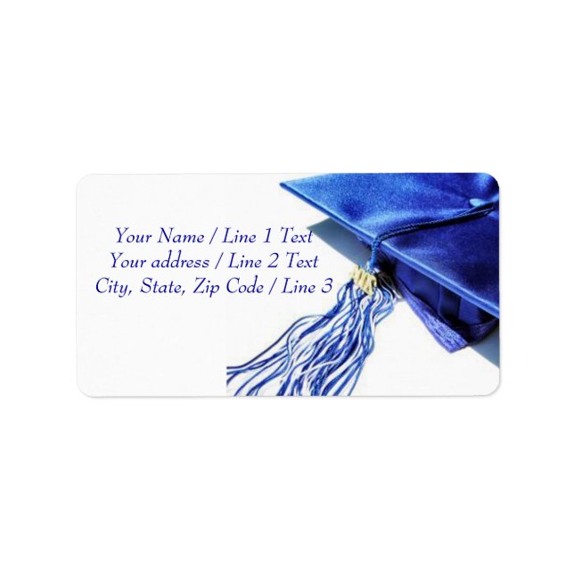 Blue Graduation Cap Tassel Address Labels Adressaufkleber (Vorne)