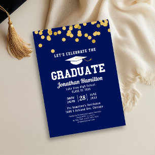Blue Graduation Party Confetti Einladung