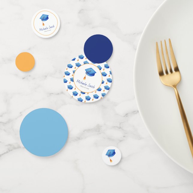 Blue Graduation Party Personalisiert Konfetti (Gruppe)