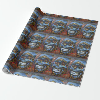 Blue Graffiti Skull Geschenkpapier