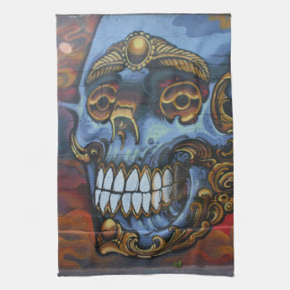 Blue Graffiti Skull Handtuch