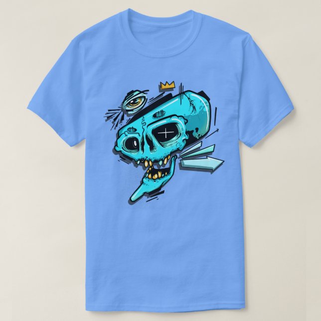 Blue Graffiti Skull T-Shirt (Design vorne)