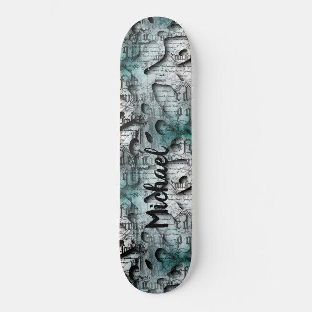 Blue Grafitti Swag Illustration mit Typograpy Skateboard (Vorderseite)