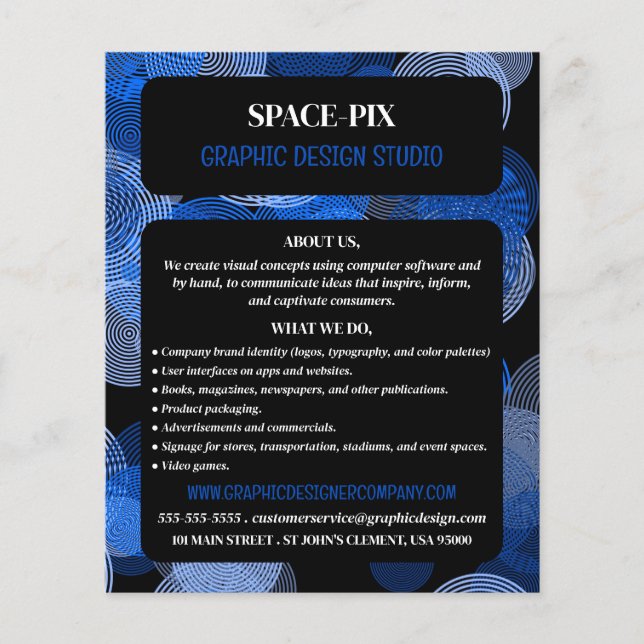 Blue Graphic Circles, Grafik-Designer-Werbung Flyer (Vorne)