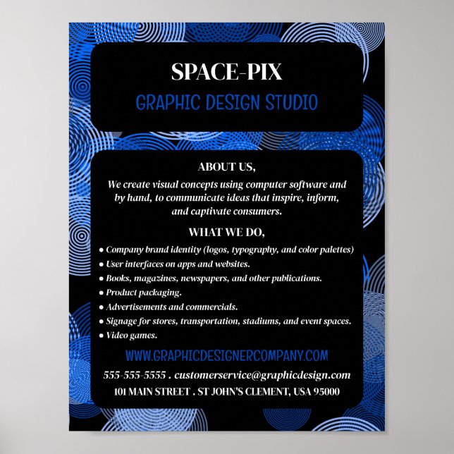 Blue Graphic Circles, Grafik-Designer-Werbung Poster (Vorne)