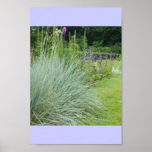 BLUE GRASS UND PURPLE BLUMEN POSTER