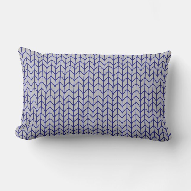 BLUE GRAU STRICK Lumbar Kissen (Vorderseite)