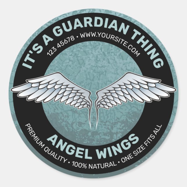 Blue - Grau-Wings-Label Runder Aufkleber (Vorderseite)