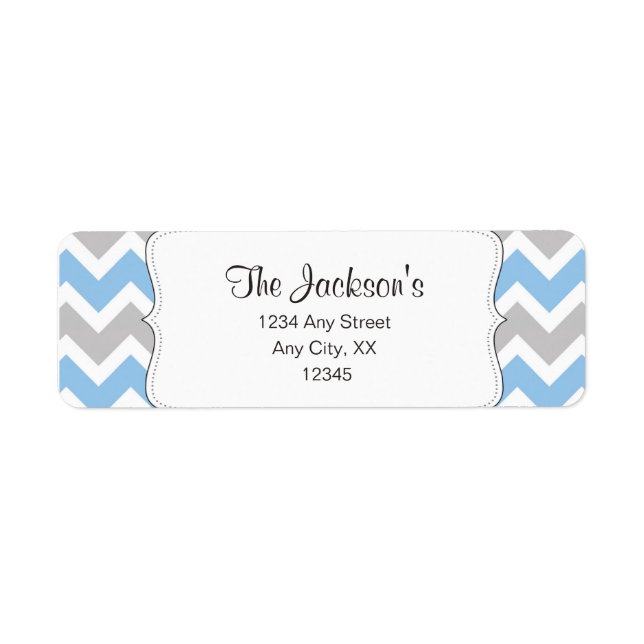 Blue Grau Zickzack Rücksendeadresse oder Duschvorz (Vorne)
