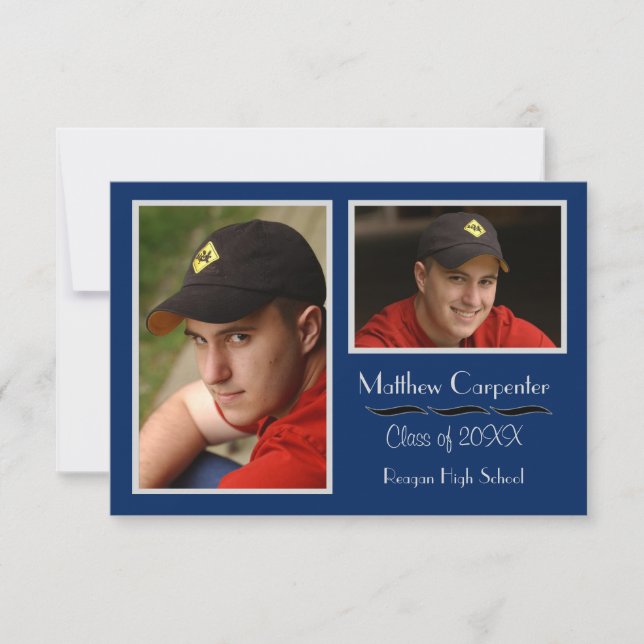 Blue & Gray 2 Foto Collage -3x5 Grad Ankündigung (Vorderseite)