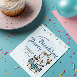 Blue Gray Baby Dragon Geburtstagseinladung Einladung