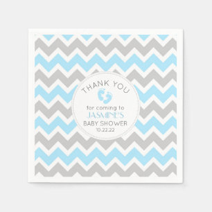 Blue Gray Baby Dusche Dekoration, moderne Zickzack Serviette