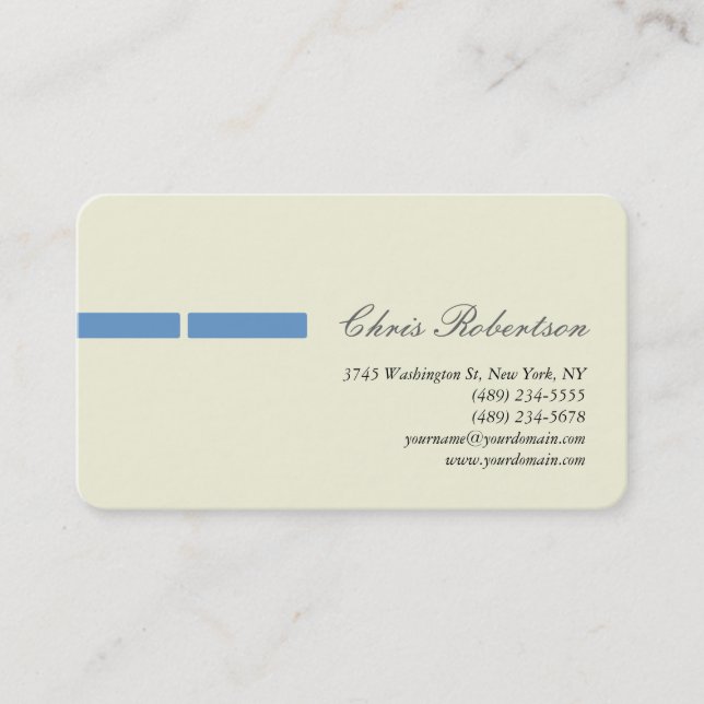 Blue-Gray Beige Round Corner Script Business Card Visitenkarte (Vorderseite)