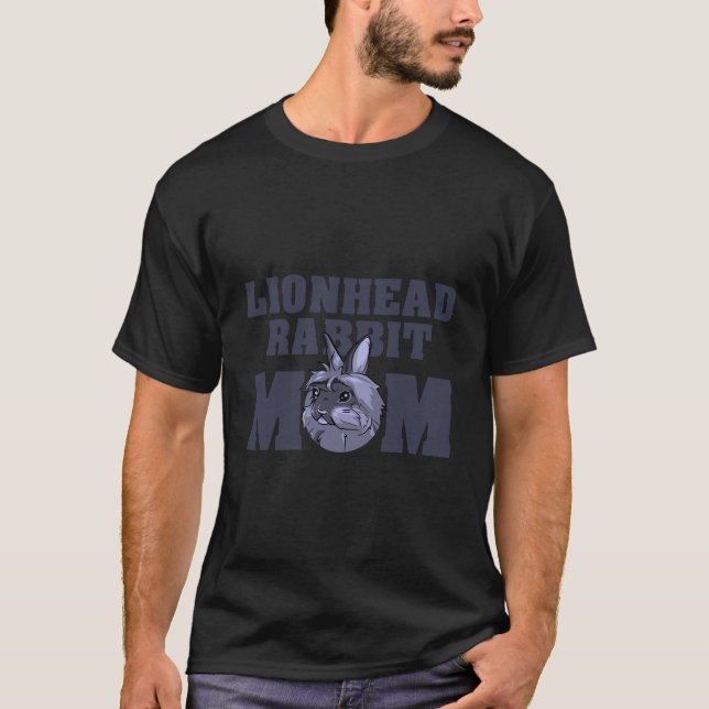 Blue Gray Black Lionhead Rabbit Mama T-Shirt (Vorderseite)