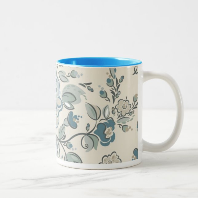 Blue Gray Blume Tasse (Rechts)