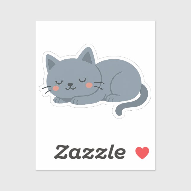 Blue Gray Cat Sticker – Calm and Cozy Cartoon (Blatt)