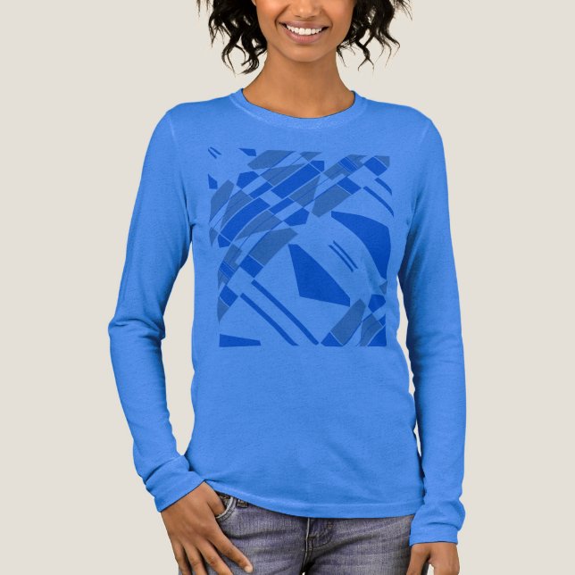 Blue Gray Diagonal Shapes MCM Southwest-inspired Tri-Blend Shirt (Vorderseite)