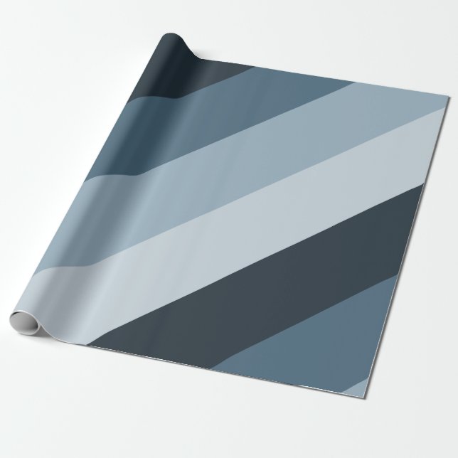 Blue & Gray Diagonal Streifen | Länge | Benutzerde Geschenkpapier (Ungerollt)