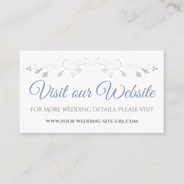 Blue Gray Elegant Wedding Besuchen Sie unsere Webs Begleitkarte (Vorderseite)