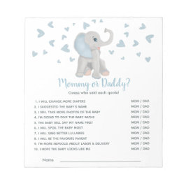 Blue Gray Elephant Baby Showspielerin schätzt wer Notizblock