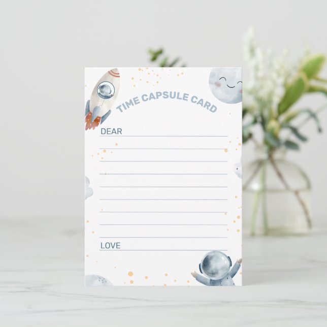 Blue Gray First Trip rund um die Sun Time Kapselka Einladung (Stehend Vorderseite)