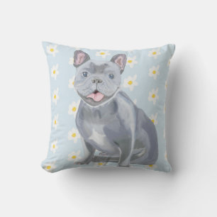 Blue Gray Frenchie Kissen
