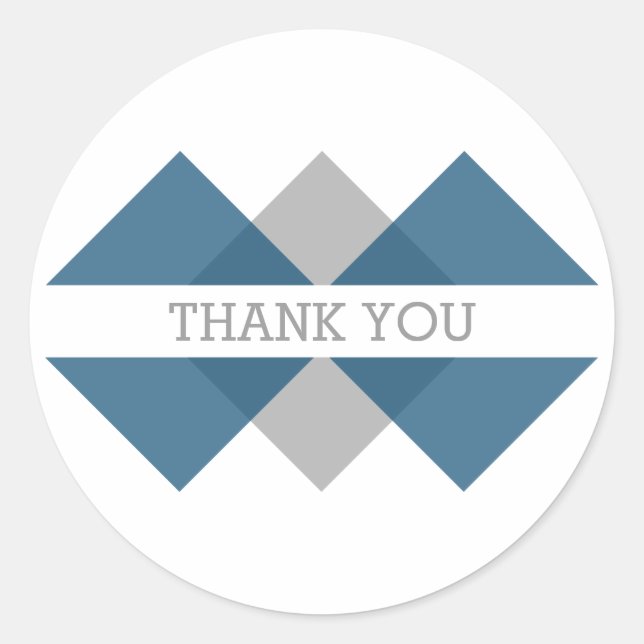 Blue Gray Geometric Triad Danke Stickers (Vorderseite)