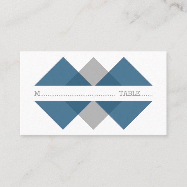 Blue Gray Geometric Triad Platzkarte (Vorderseite)