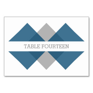 Blue Gray Geometric Triad Table Card Tischnummer