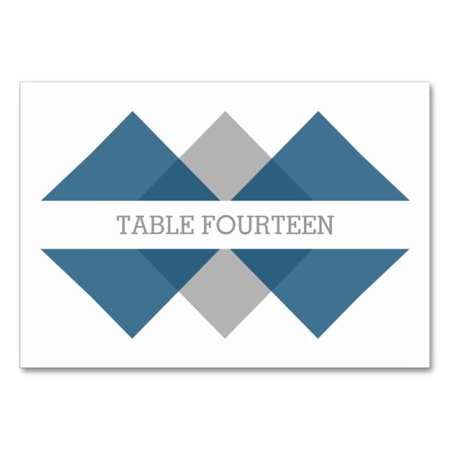 Blue Gray Geometric Triad Table Card Tischnummer (Vorderseite)