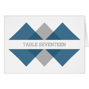 Blue Gray Geometric Triad Tischnummer Card