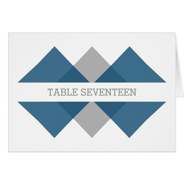 Blue Gray Geometric Triad Tischnummer Card (Vorderseite (Horizontal))